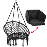 TecTake 800708 Fauteuil Suspendu Relax Design de Jardin en Coton, 1 Place, Intérieur et extérieur, Coussins Confortables Inclus - Couleur au Choix - (Noir | no. 403203)