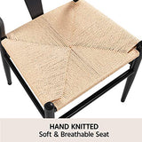 Yaheetech Lot de 2 Chaises de Salle à Manger Corde de Papier Cadre en Métal Ensemble de Chaises en Corde Intérieur Dossier Demi-Circulaire Cuisine Salon 54,5 × 57 × 73,5 cm Noir et Bois