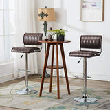 IntimaTe WM Heart Tabourets de Bar Lot de 2, Réglable Chaise Haute Cuisine avec Chromés Repose-Pieds,Tabouret Bar avec Décoré par Rayures Verticales, Marron
