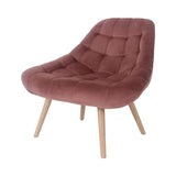 Zons MINAY Fauteuil 1 Place en Velours Rose Style scandinave avec Pieds en Bois