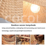 Suspension En Bambou Tissé Loft Pays Suspension E27 Suspension Réglable En Hauteur Bambou Rotin Tissé Chambre Éclairage Lustre Salle D'étude Salon Lumière Décorative,Ø40cm