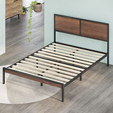 ZINUS 30 cm Mory Sommier plateforme en bois et en métal avec tête de lit en deux parties | Support à lattes en bois | Facile à monter | 180 x 200 cm | Marron
