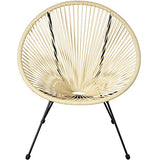 tectake 800729 2 Fauteuils Acapulco de Jardin de Salon Design rétro, pour Un Usage en intérieur et extérieur - Plusieurs Couleurs - (Beige | no. 403305)