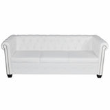vidaXL Canapé Chesterfield de 2 places et 3 places Blanc Mobilier de salon Sofa
