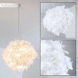Élégante suspension Skaulo métal/tissu/plastique blanc - Plafonnier pour chambres - Séjour - Salle à manger - Culot E27