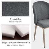 HOMCOM Lot de 2 chaises de Salle à Manger Chaise de Salon Pieds en métal Imitation Bois 50 x 58 x 85 cm Gris