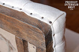 Fauteuil Vintage en Lin Edmond - Bois Massif, Bois Ancien, Grand Confort d'assise, Finition brossée | Structure apparente pour Une élégance Tout en simplicité - Beige (L77 x H88 x P78 cm)