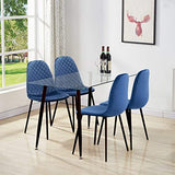 GOLDFAN Table à Manger en Verre Table Rectangulaire en Verre Table Cuisine Salon Tables de Salle à Manger avec Pieds en Métal, Noir