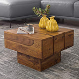 FineBuy Table d'appoint Bois Massif Sheesham 44 x 30 x 44 cm Table Basse Salon | Bout de canapé est - Table de téléphone - Table en Bois carré