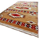Damaskunst S 1-6-82 Kelim Orient Tapis Mural Marron Sable/Rouge/Marron/Blanc 200 x 300 cm