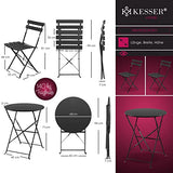 KESSER® Bistroset Set de 3 pièces table de bistrot avec 2 chaises pliantes - Ensemble de meubles de balcon - Ensemble de jardin - Ensemble de meubles de jardin - En métal - Noir