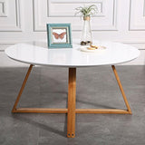 YNLRY Table Ronde Thé Table Table Basse Table Basse Salon Chambre Table D'appoint Table Ronde, Jambes en Bambou + Cut Surface Design (Color : White, Size : 80 * 80 * 44CM)
