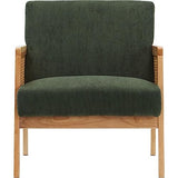 HOMIFAB Fauteuil en cannage et Velours côtelé Vert - Mani