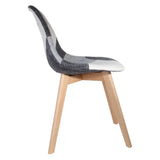 THE HOME DECO FACTORY Chaise Scandinave Patcwork, Bois, Gris-Blanc, 46,5 x 54 x 85 cm - 2 pièces