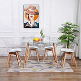 IPOTIUS Table Rectangulaire Salle à Manger en Verre Scandinave 4 à 6 Personnes Table de Cuisine Moderne avec Pieds en Bois et Cadre en Métal,110x70X75cm