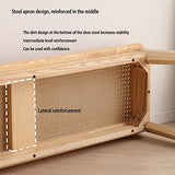 SHAOO Banc de Table a Manger,Banc en Rotin,Banc D'intérieur Moderne,Banc sans Dossier,Banc de Balcon Extérieur,Cadre en Bois Massif,Style Simple,adapté au Salon/Balcon/Salle a Manger/Porche.