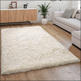 Paco Home Tapis Poils Hauts Moelleux Moderne Shaggy Style Flokati Confortable Uni Blanc, Dimension:160x230 cm