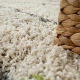 Paco Home Tapis À Poils Longs Shaggy Design Berbère Coloré Touches Moderne Ethnique Losanges en Crème, Dimension:200x290 cm