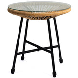 IDMarket - Salon de Jardin Izmir Table et 2 fauteuils Oeuf Cordage Effet rotin