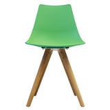 Scandi Retro Style Designer Chaise en plastique avec pieds en bois, menthe poivrée, H: 82cm W: 47.5cm D: 44cm. SEAT HEIGHT 48CM