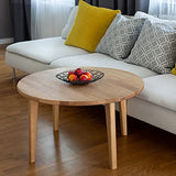 Table basse Casa ronde en bois véritable - Fabriquée à la main en chêne allemand - Design universel - Clair - S