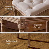 VONLUCE Banc Banquette Design Classique, Banc Rembourrée en Tissu, Banc Capitonné en Lin et Bois Massif pour Chambre Salle à Manger Salon Couloir Piano (120 x 40 x 46 cm)