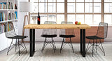 Gozos Berne Table à Manger Moderne avec Plateau en Bois Massif Brut d'Epicéa, Table Fait Main de Cuisine et de Salon avec U-Pieds en Métal Laqué, 6-8 Personnes, 50 mm d'épaisseur, 160 x 80 cm