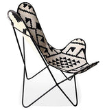 Alterego Fauteuil Papillon 'Fox' en Coton Blanc et Motifs Noirs