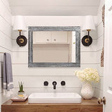 AAZZKANG Miroir mural rustique avec cadre en bois 50 x 40 cm rectangulaire décoratif pour chambre à coucher, salle de bain, miroir de ferme