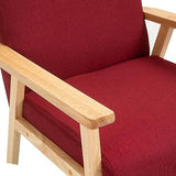 Mingone Fauteuil de Salon en Bois Chaise Longue Relax Chaise D'appoint avec Accoudoirs Chaise de Canapé de Loisirs en Lin pour Salon Chambre Vérandas, Rose