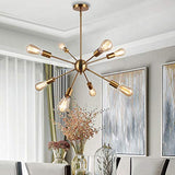 ENCOFT Sputnik Lustre Moderne 8 Lumières E27 Base, Suspension Satellite Luminaire en Métal Lampe pour Chambre Cuisine Restaurant, Or Sans Ampoules