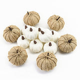 HiCollie Lot de 22 citrouilles artificielles en toile de jute, citrouilles blanches et jaunes, simulation citrouille, automne, Thanksgiving décorations Halloween