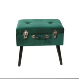 THE HOME DECO FACTORY Coffre Valise Velours Vert Bois, 50 x 46 x 35 cm
