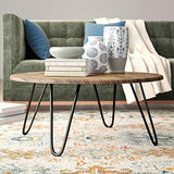 ASPECT Brockton Table Basse Ronde, Bois d'ingénierie, Brun/Noir, 80 x 80 x 35 cm