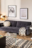 SKLUM Canapé Inclinable 3 Places en Velours Jehrd Graphite