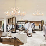 HYQJUNE E27 Pendentif Lampe Vintage Salon Pendante Lumière Bois De Cerf Blanc Résine Lustre Hauteur Réglable Suspension Lampe 6 Têtes Chandelier Restaurant Grenier Bar Café Suspension Plafonnier