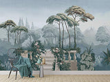 SILK ROAD EU Papier Peint Panoramique Soie, 356 × 250cm, Le Jardin Arrière du Palais, Largeur max 8m, pour Salon Chambre restaurant Chambre d’enfants Décoration Murale