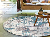 MANI TEXTILE - Tapis Rond Bleu Dimensions - 120x120