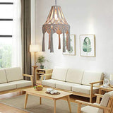 Plafond Pendentif Gland Abat-Jour Style Pastorale Fille Chambre Luminaire Cordon en Coton Tissu en Macramé Décoration Suspension Lampe pour Salon Table À Manger Mariage