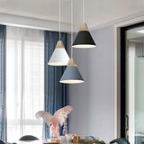 Lustre E27 LED Moderne Simple pendentif Light Métal Suspension Abat-jour Luminaire Design Plafonnier Industriel Rétro Eclairage Decoratif Ø22cm -Blanc
