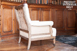 Fauteuil Vintage en Lin Edmond - Bois Massif, Bois Ancien, Grand Confort d'assise, Finition brossée | Structure apparente pour Une élégance Tout en simplicité - Beige (L77 x H88 x P78 cm)