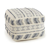 LR Home Pouf en Laine Bleu Marine/Bleu/Ivoire 45,7 x 45,7 x 35,6 cm