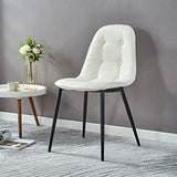 IDIMEX Lot de 4 chaises Alvaro pour Salle à Manger ou Cuisine avec 4 Pieds en métal Noir et Assise capitonnée, revêtement synthétique Blanc
