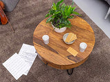 FineBuy Table Basse Sheesham en Bois Massif/Metal 60 x 44,5 x 60 cm | Table d'appoint de Style Moderne | Table de Salon avec Deux tiroirs