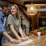 pologmase Abat Jour en Macramé - Corde en Papier Rotin Boho Tissé À La Main Couverture De Suspension Suspendue Boho Abat Jour en Osier pour Îlot De Cuisine, Chambre, Restaurant, Salle À Manger