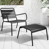 Oviala Palavas - Fauteuil de Jardin Bas Relax Acier Anthracite