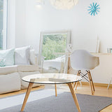 THE HOME DECO FACTORY Table Ronde, Bois/Verre, Transparent/Marron, 80 x 80 x 45 cm