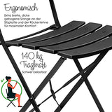 KESSER® Bistroset Set de 3 pièces table de bistrot avec 2 chaises pliantes - Ensemble de meubles de balcon - Ensemble de jardin - Ensemble de meubles de jardin - En métal - Noir