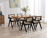 Wahson Chaise de Salle à Manger en Cannage Chaise de Cuisine en Bois Rotin Chaise Vintage Chaise Loisirs Confortable pour Salon/Cuisine, Noir