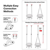 Greenstell Fauteuil Hamac Balançoire en Macramé avec Kit de Suspension, Fauteil Suspendu en Corde de Coton, Fauteuil Suspendu Confortable et Robuste,Capacité Maximum 130 Kilos (Bleu)